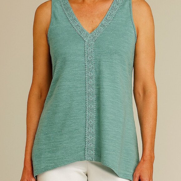 Cable & Gauge Tank Top Sage Green with V-Neck EUC - Picture 1 of 6